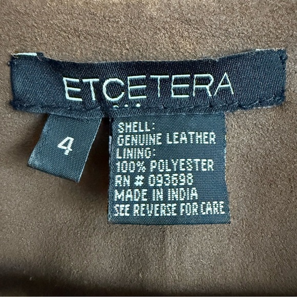 Etcetera Women Brown Genuine Leather Asymmetrical Snap Jacket Size 4 Taupe Moto - Picture 4 of 15